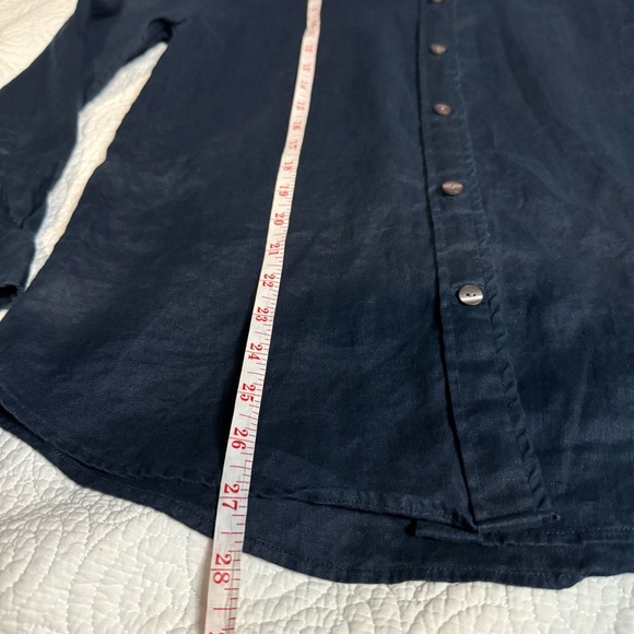 Club Monaco Navy 100% Linen Button Down Shirt - Picture 9 of 11